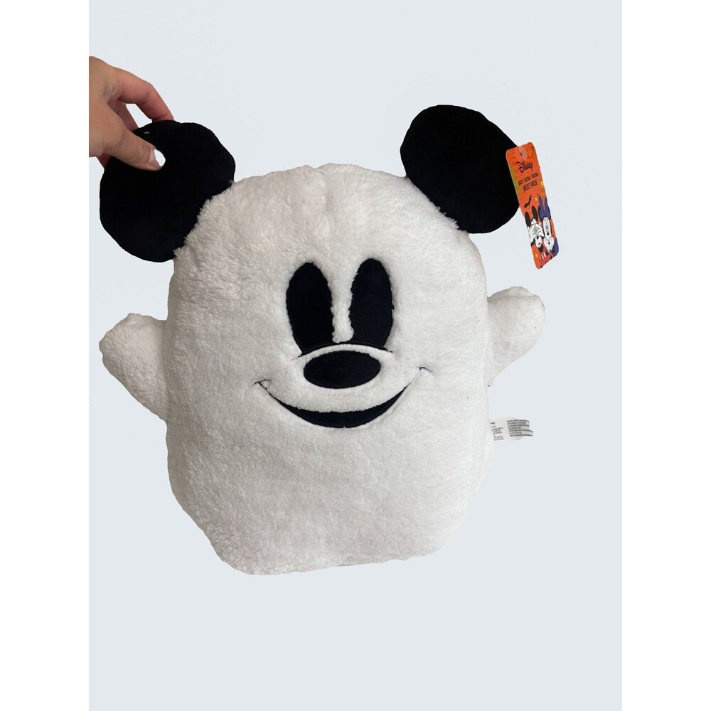 Disney 2025 Halloween Mickey Mouse Ghost Throw Pillow Stuffed Plush 15 Inch NEW